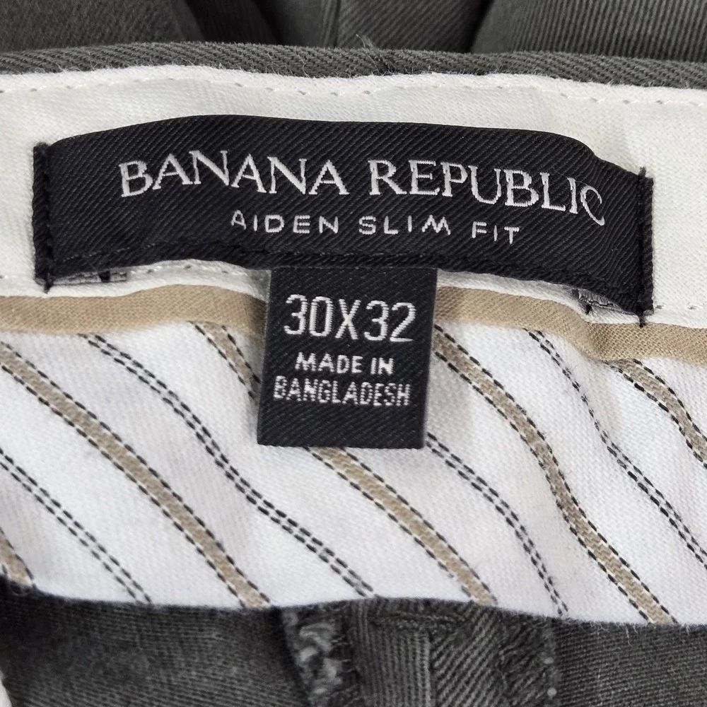 Banana Republic Men Pants 30X32 Green Chino Aiden Slim 27